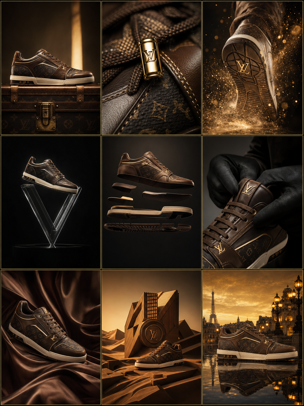 Tạo hình ảnh: { "campaign_metadata": { "brand_identity": "Louis Vuitton Malletie