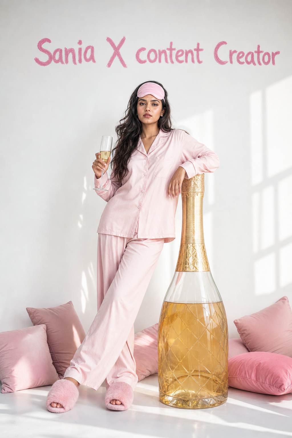 Chân dung thời trang pyjama hồng