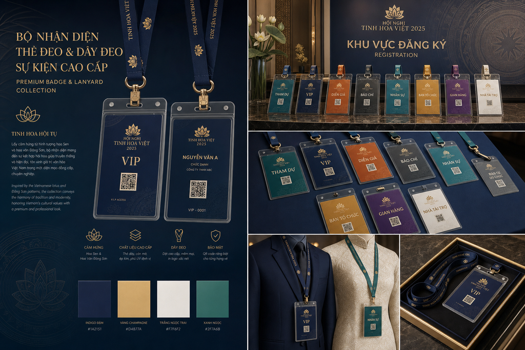 Mockup thẻ sự kiện và dây đeo cao cấp