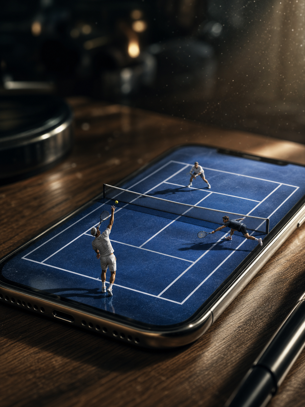 Sân tennis tí hon trên màn hình điện thoại