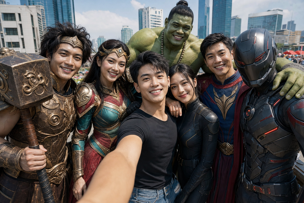 Selfie nhóm siêu anh hùng Việt Nam