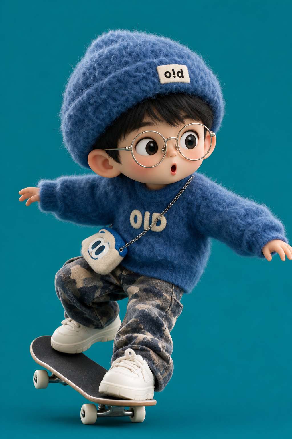 Bé trai chibi trượt ván phong cách art toy