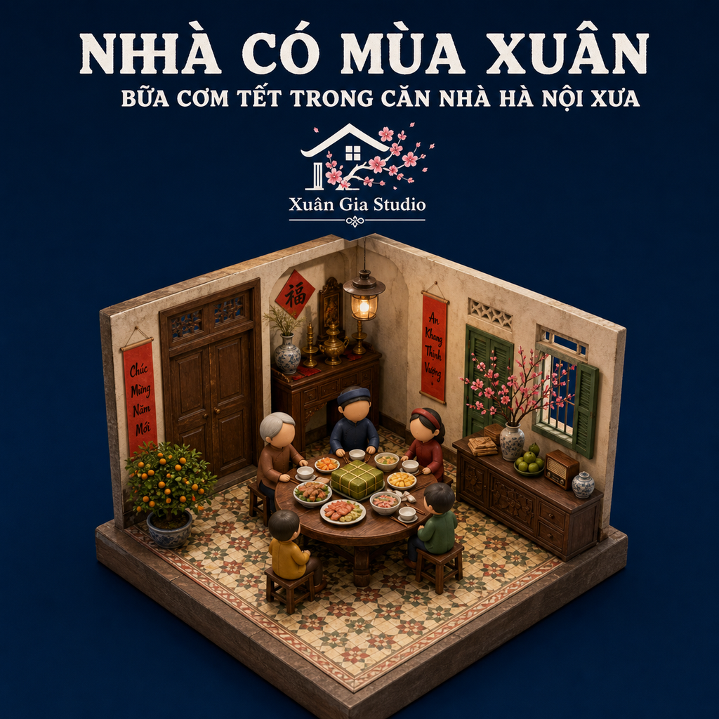 Tạo cảnh hoạt hình 3D miniature isometric nhìn từ trên xuống góc 45° rõ ràng, tá