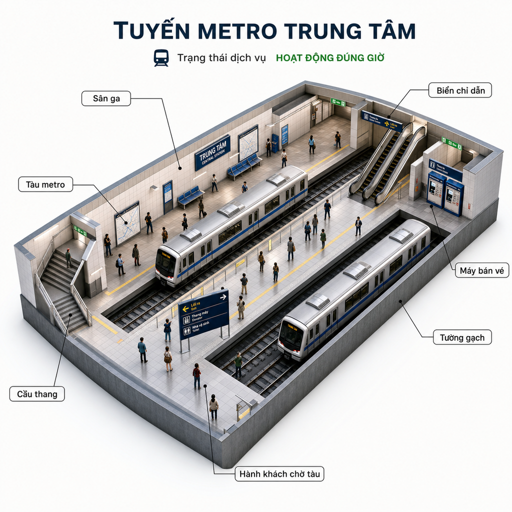 Infographic 3D hệ thống tàu điện ngầm