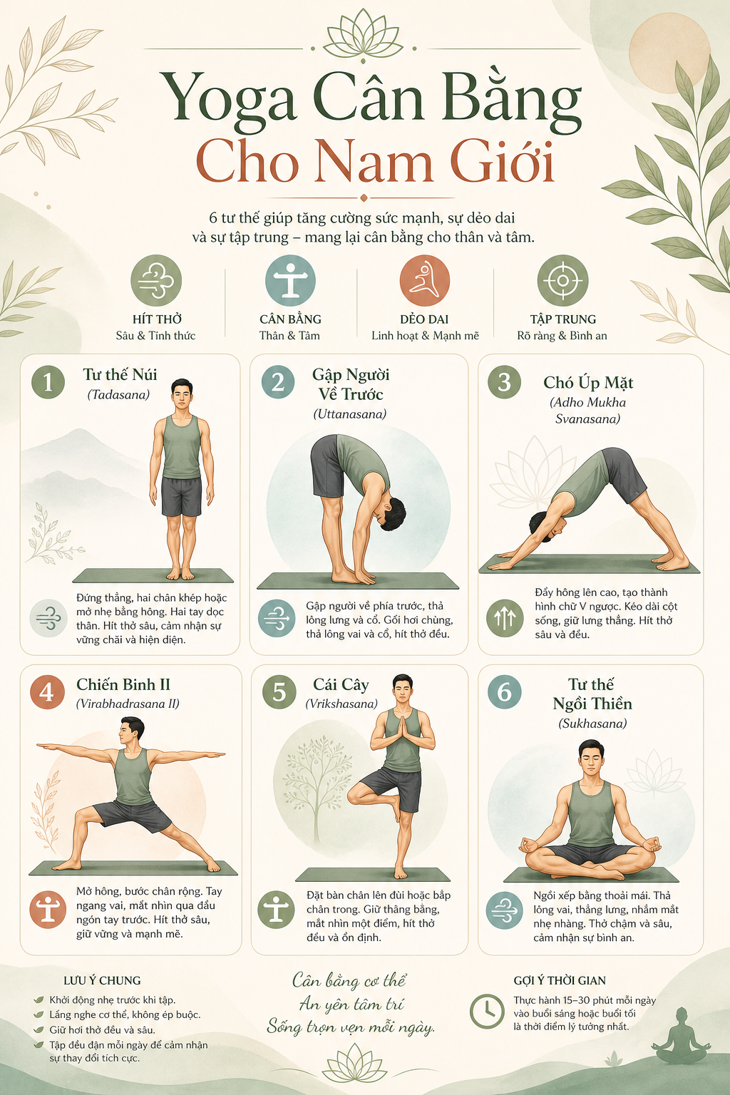 Infographic hướng dẫn yoga cho nam