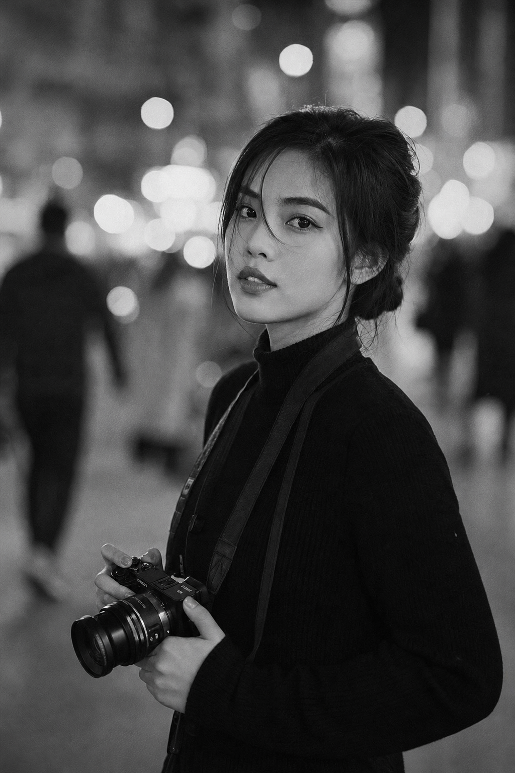 Chân dung nữ nhiếp ảnh gia trên phố