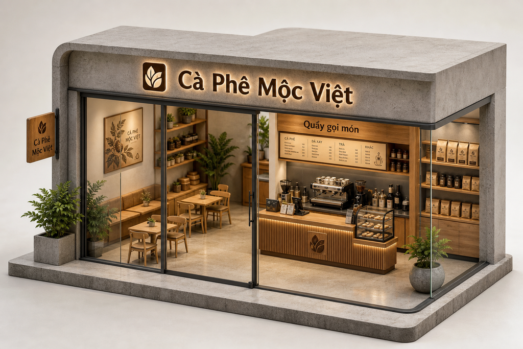 Diorama quán cà phê Việt hiện đại