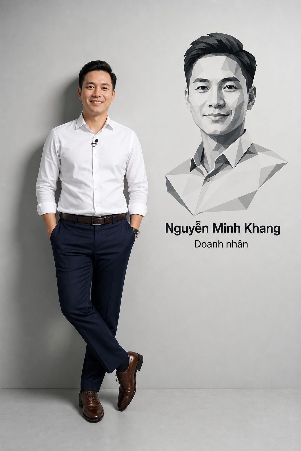 Chân dung toàn thân siêu chân thực 8K của Nguyễn Minh Khang, một doanh nhân Việt