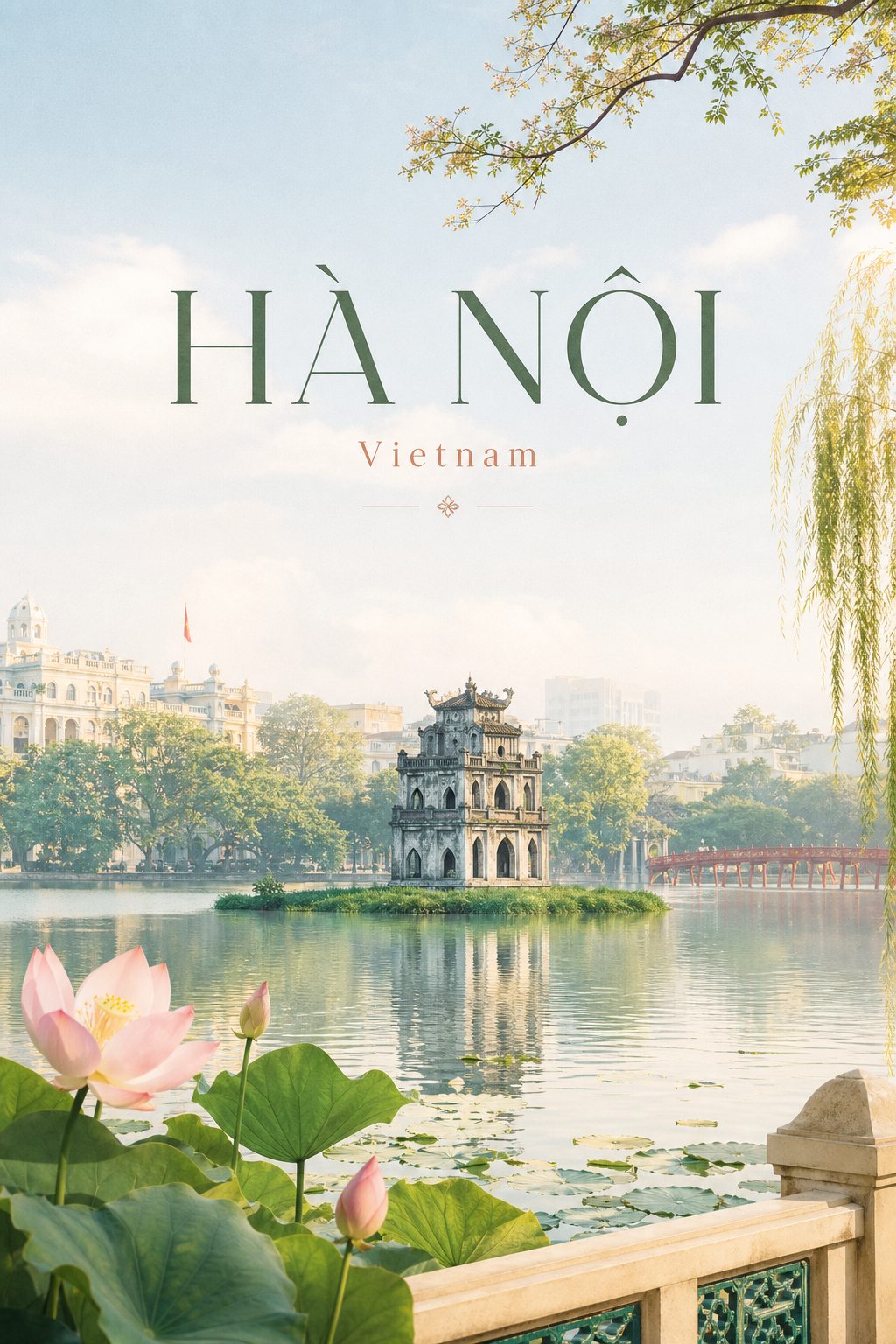 Poster du lịch Hà Nội tối giản điện ảnh