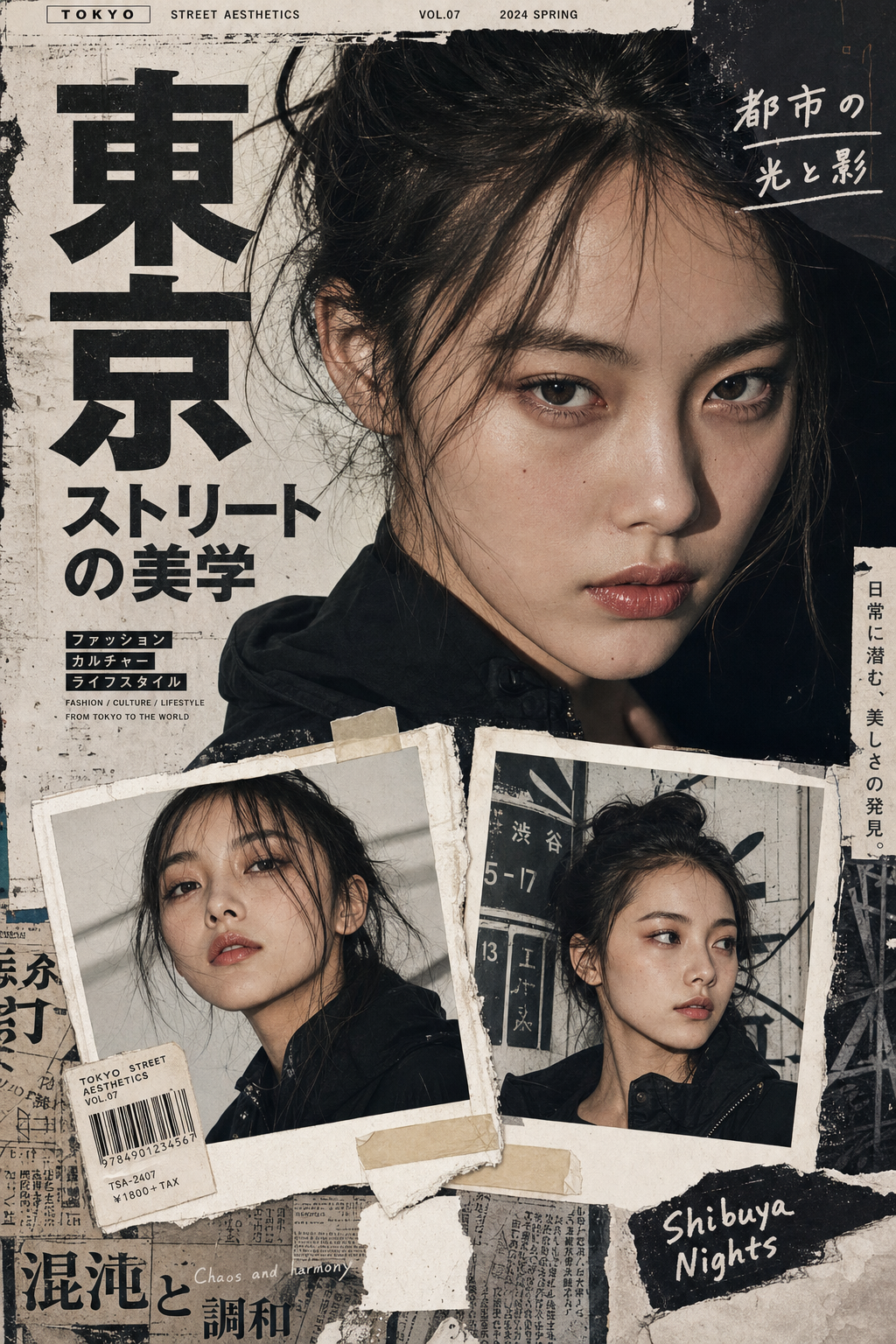 Poster collage thời trang đường phố Nhật Bản