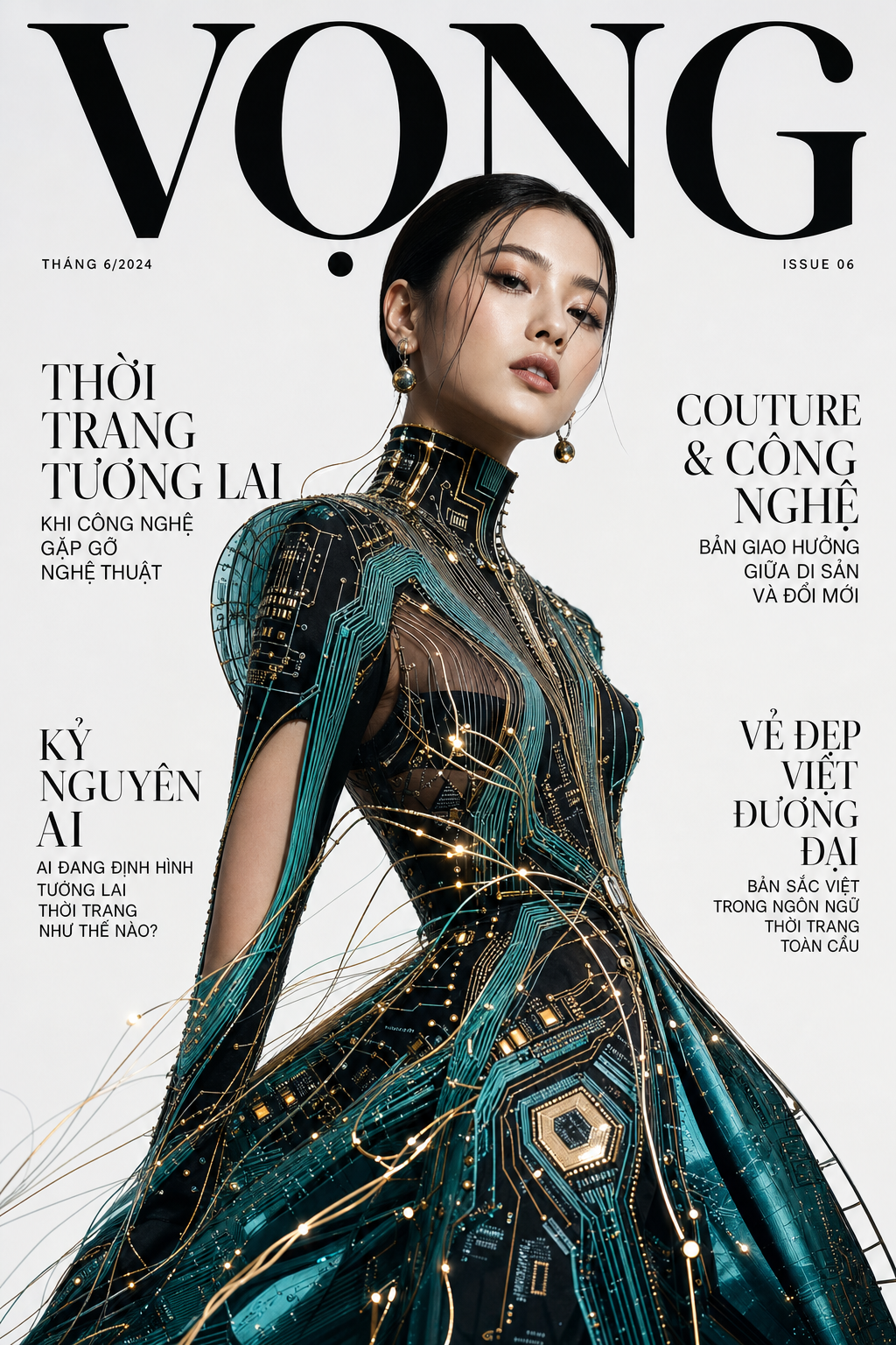 Bìa tạp chí thời trang công nghệ tương lai