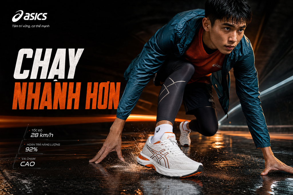 Quảng cáo giày chạy ASICS cao cấp