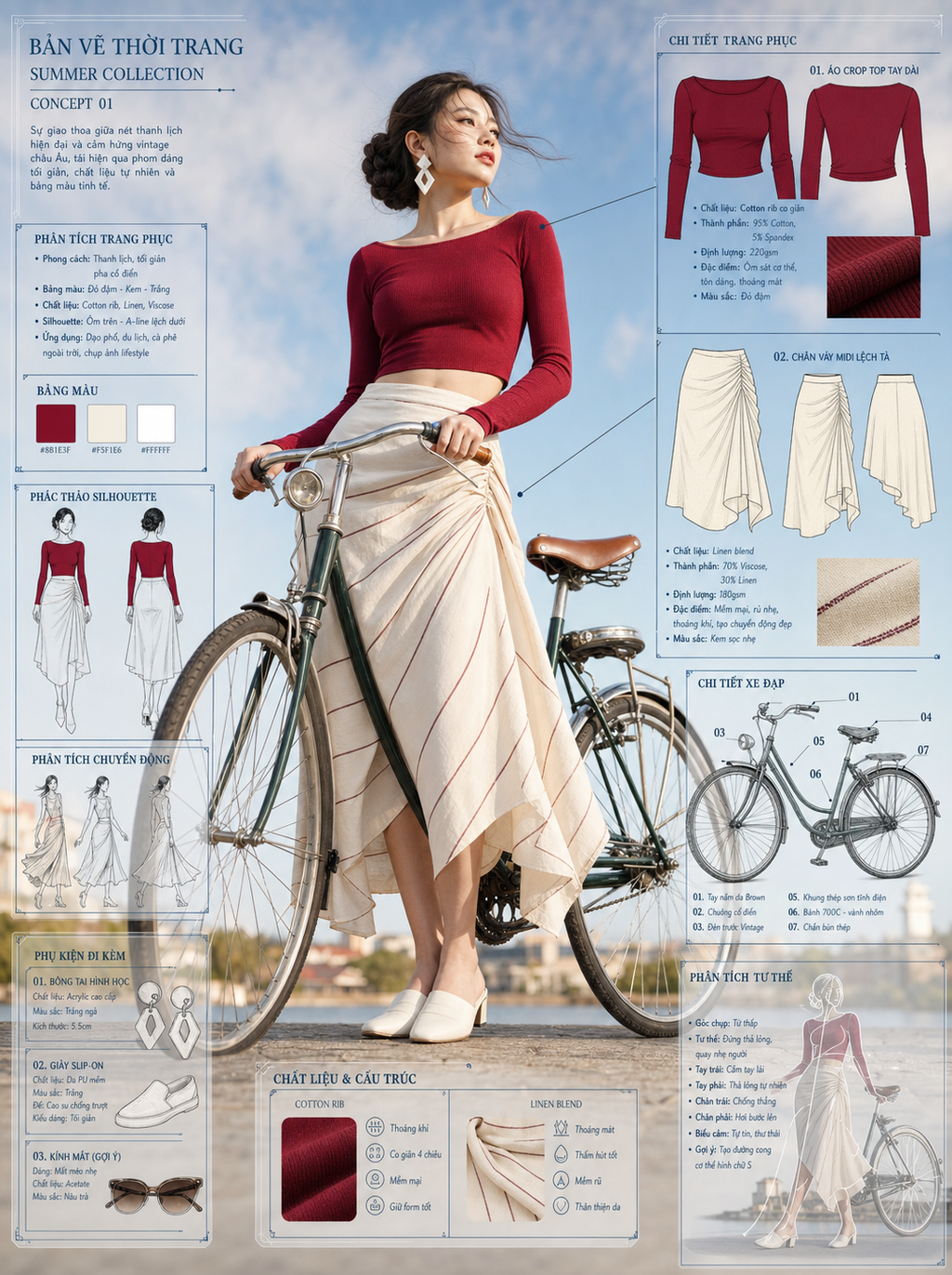Blueprint thời trang bên xe đạp cổ điển