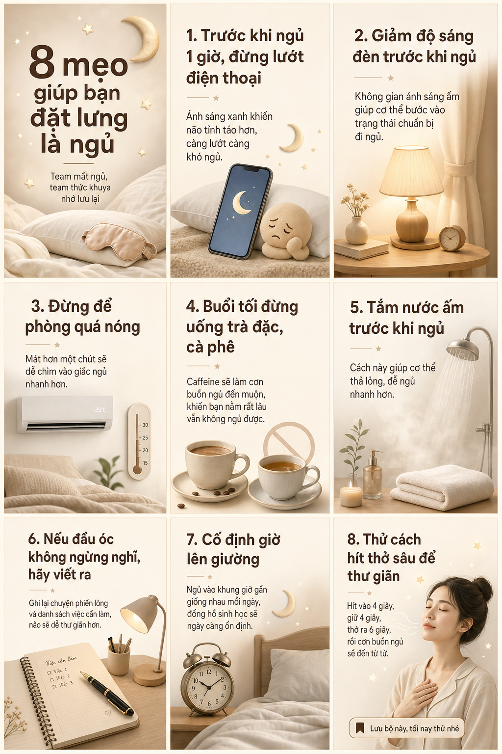 Poster 9 ô mẹo ngủ ngon
