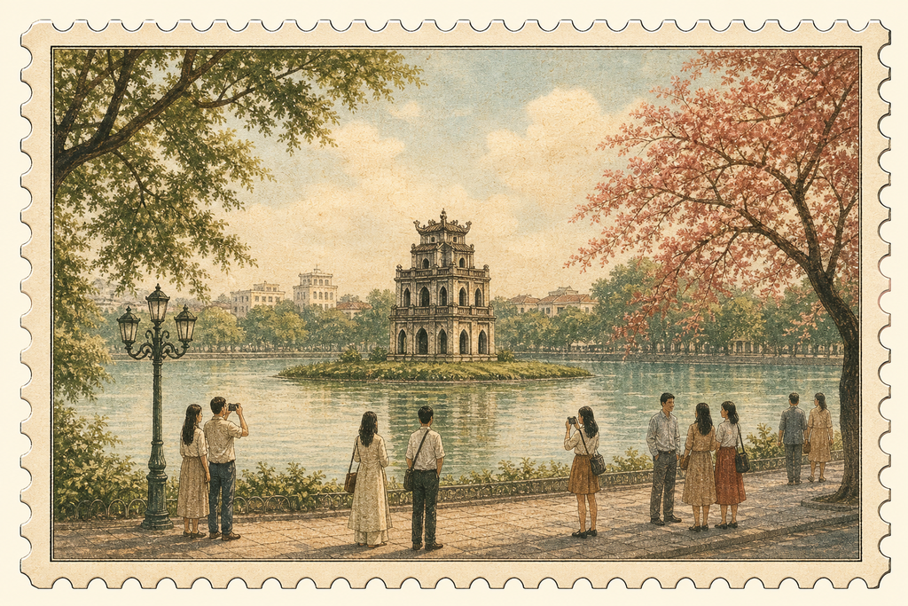 Tem thư cổ điển Tháp Rùa Hà Nội
