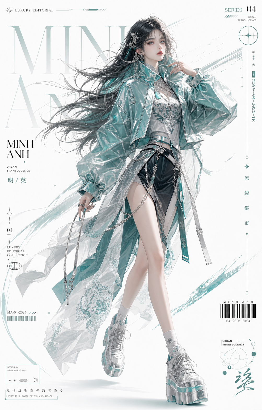 Poster thời trang anime Minh Anh phong cách editorial