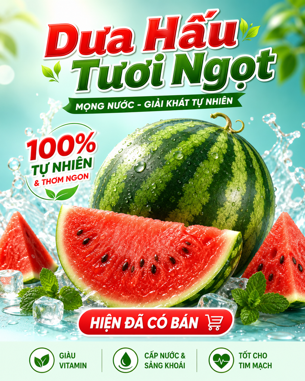 Poster quảng cáo dưa hấu tươi mát
