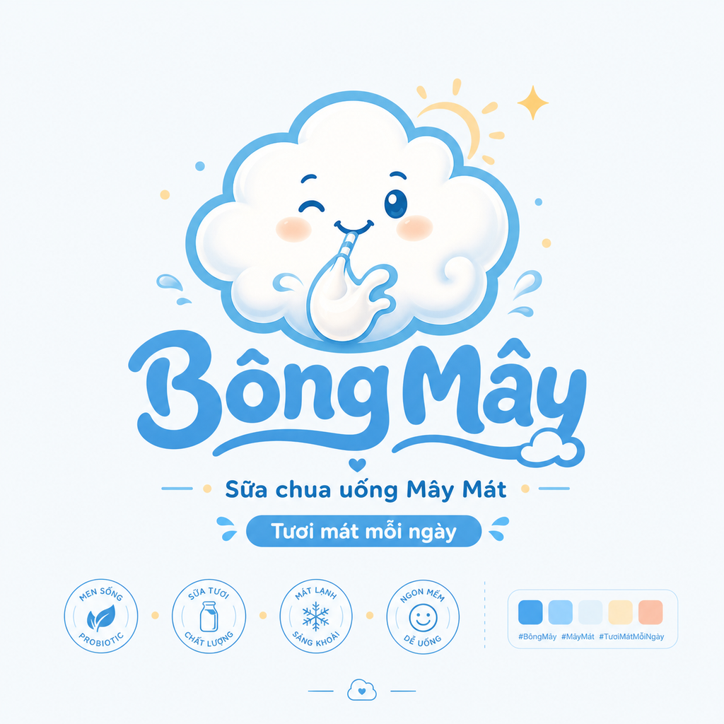 Logo Bông Mây phong cách đám mây dễ thương