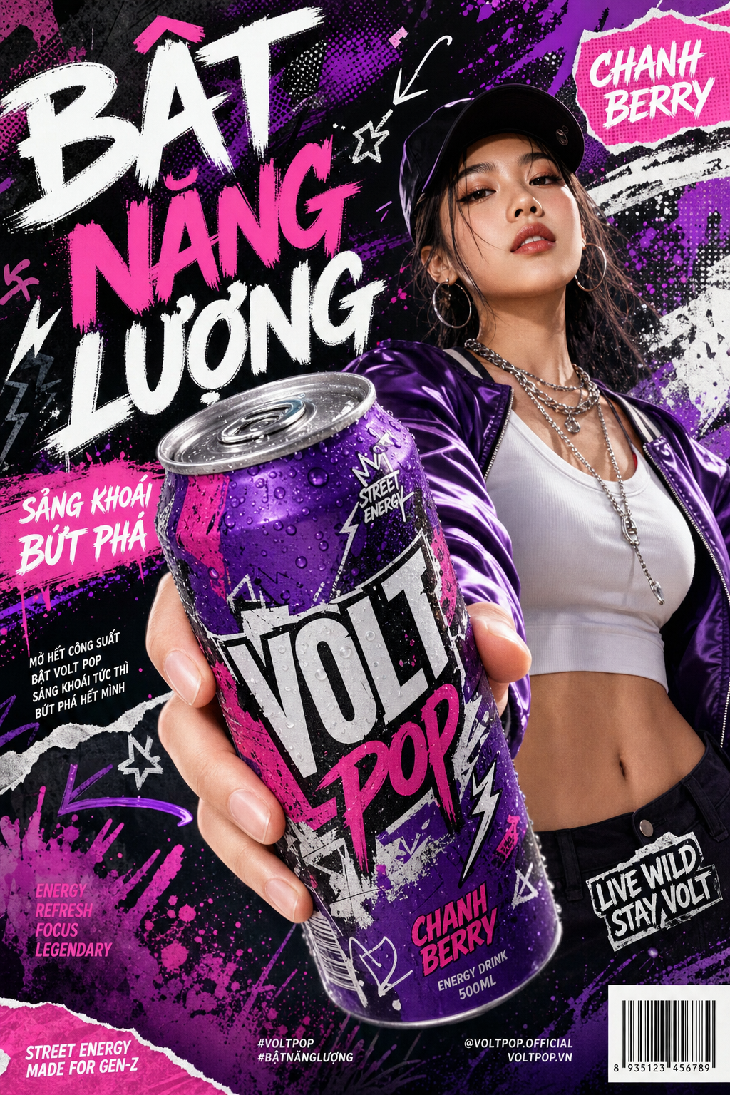 Poster nước tăng lực phong cách street art