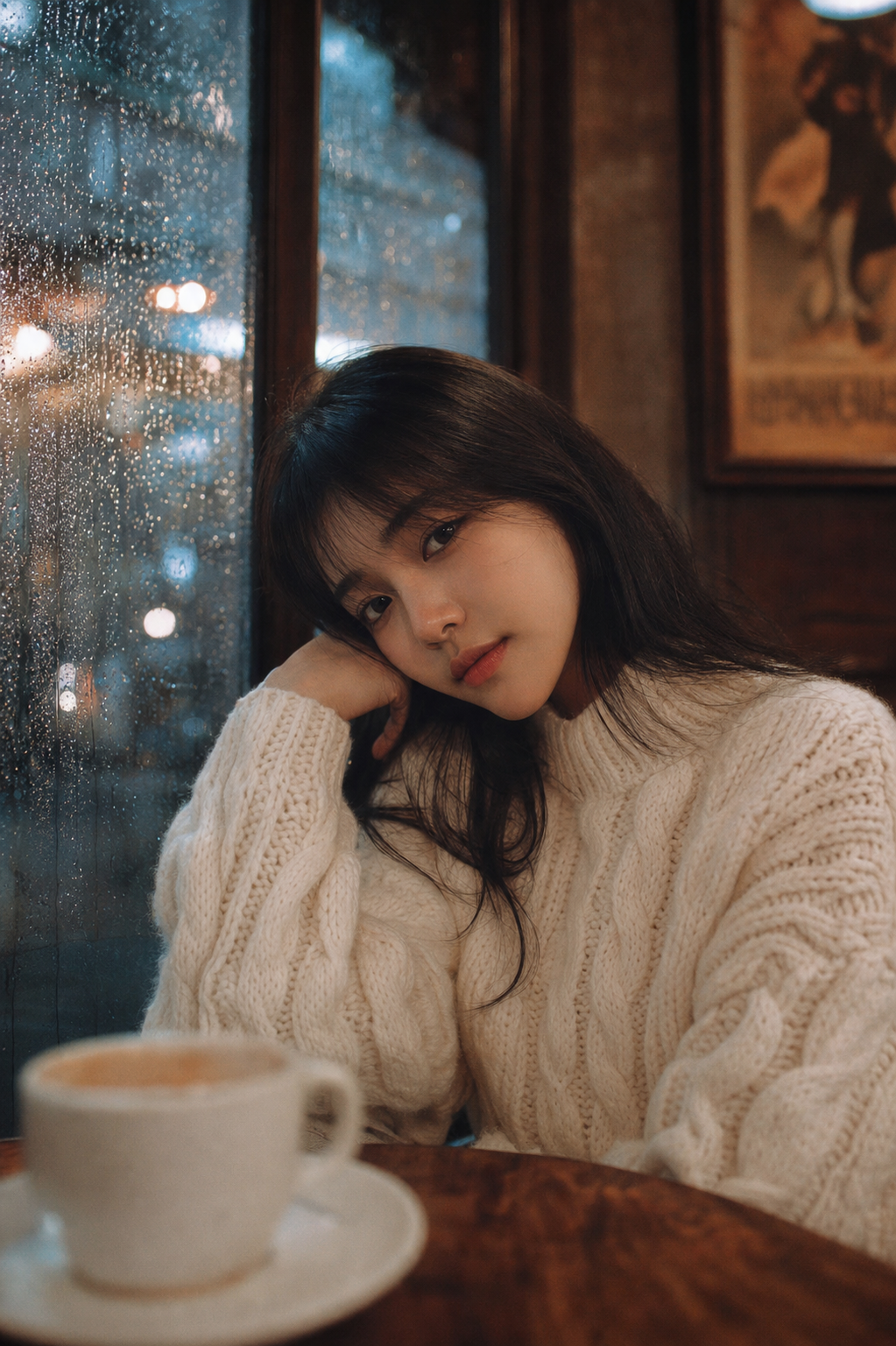 Chân dung cô gái trong quán cafe ngày mưa