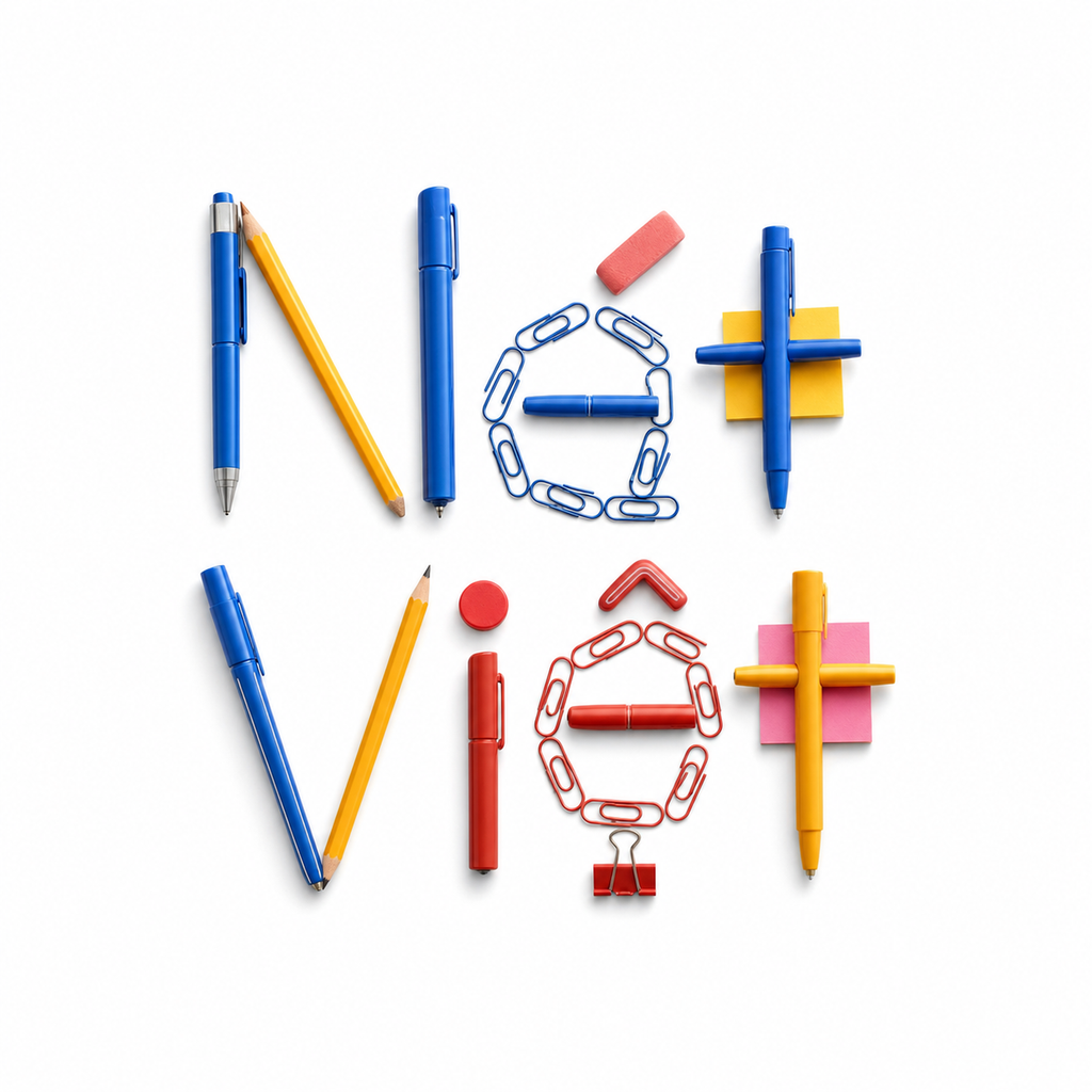 Logo Nét Việt từ văn phòng phẩm 3D