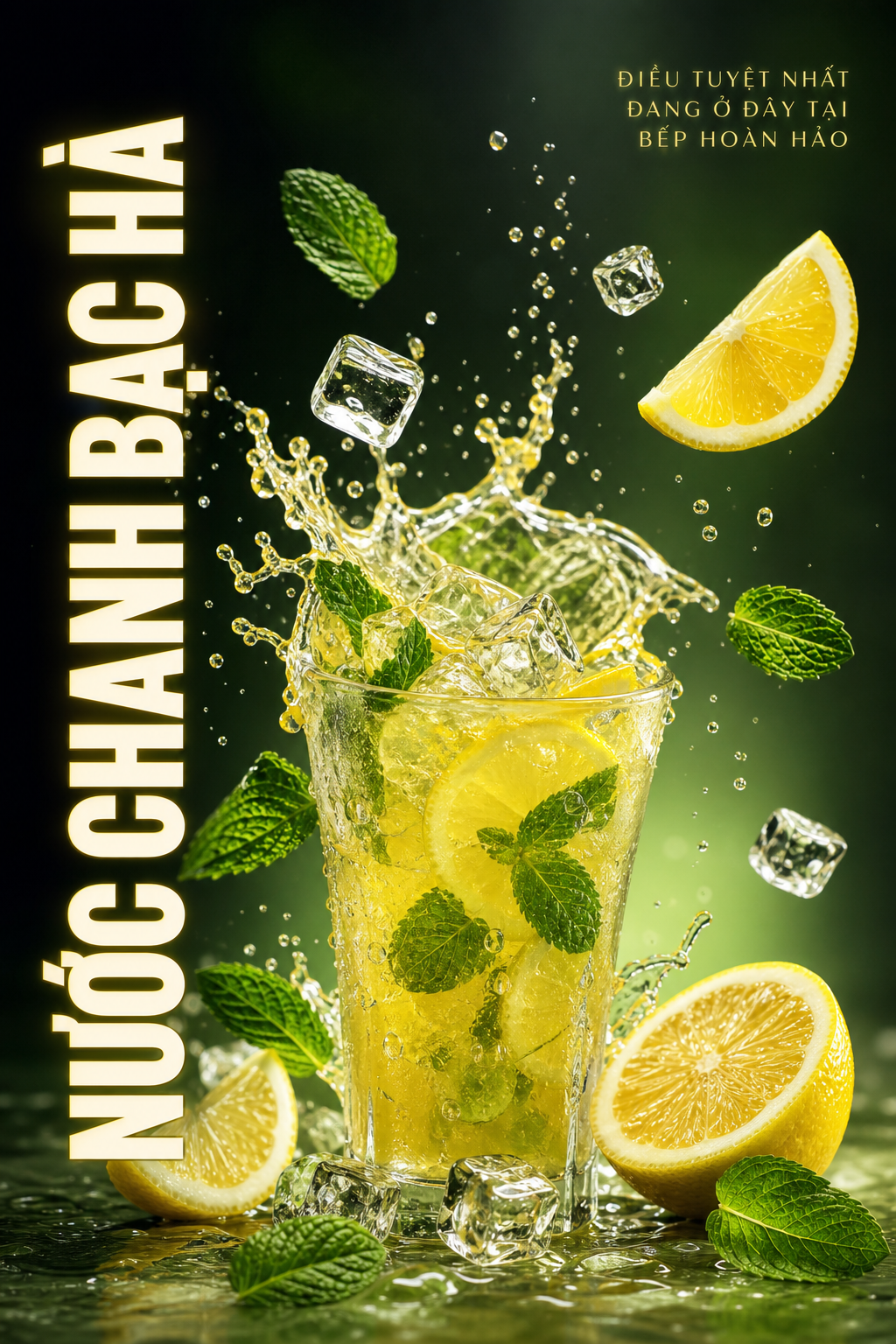 Poster quảng cáo nước chanh bạc hà cao cấp