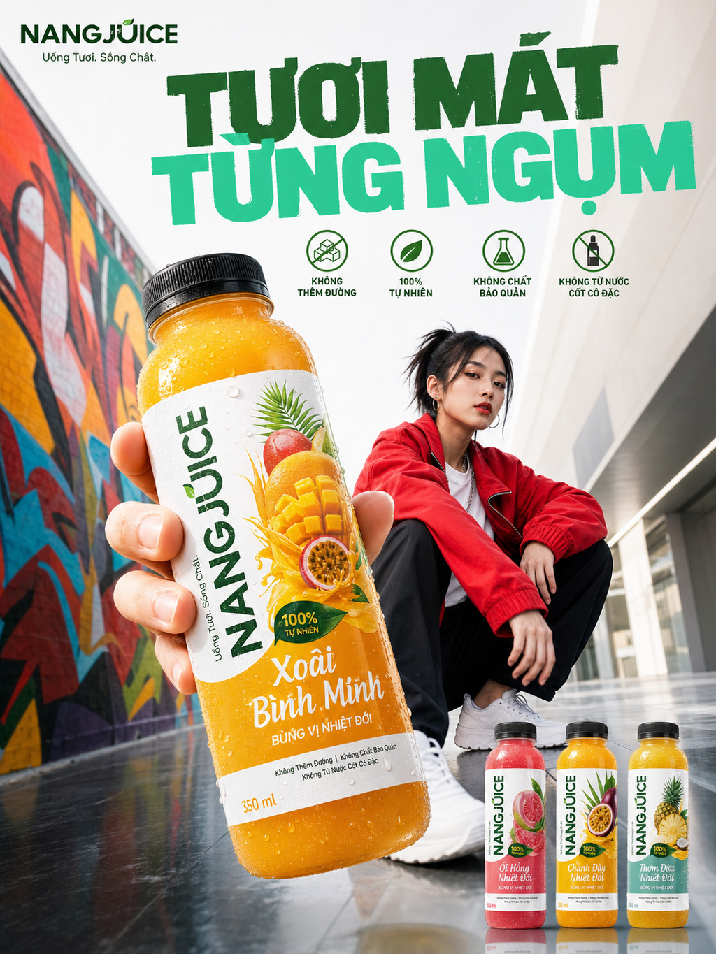 Poster quảng cáo nước ép NANGJUICE hiện đại
