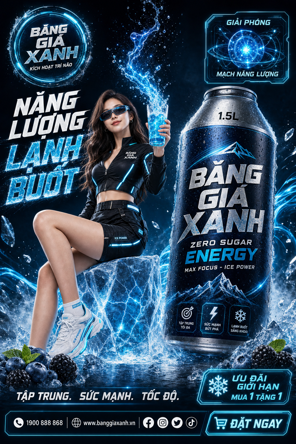 Quảng cáo nước tăng lực băng giá xanh