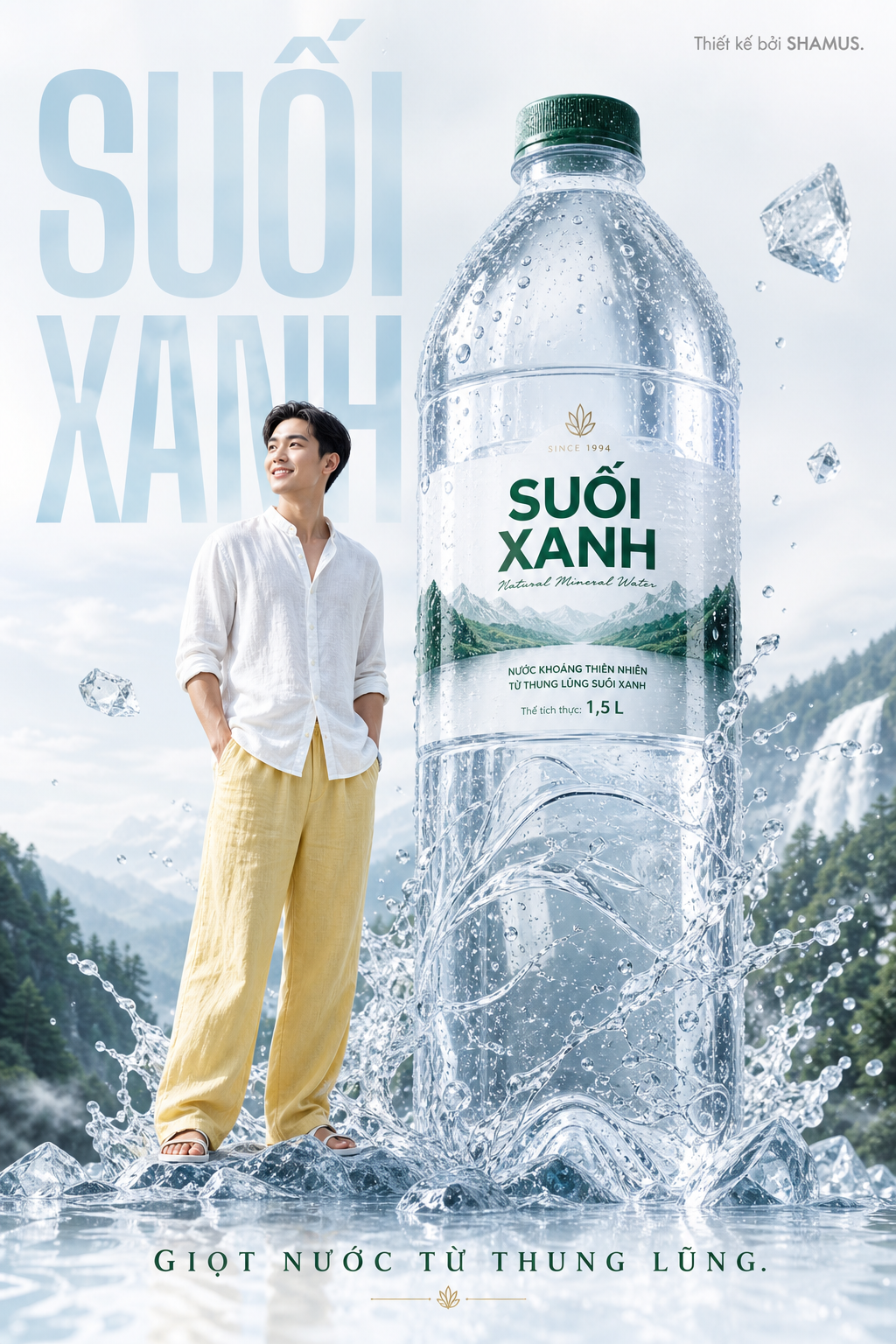 Poster quảng cáo nước khoáng Suối Xanh