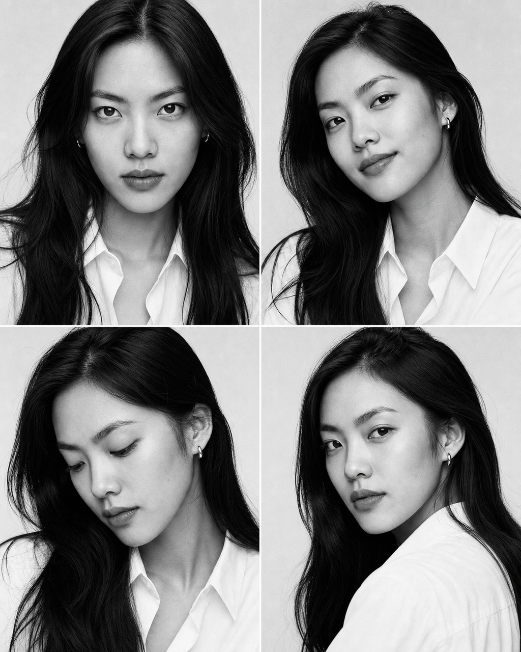 Contact sheet chân dung thời trang đen trắng