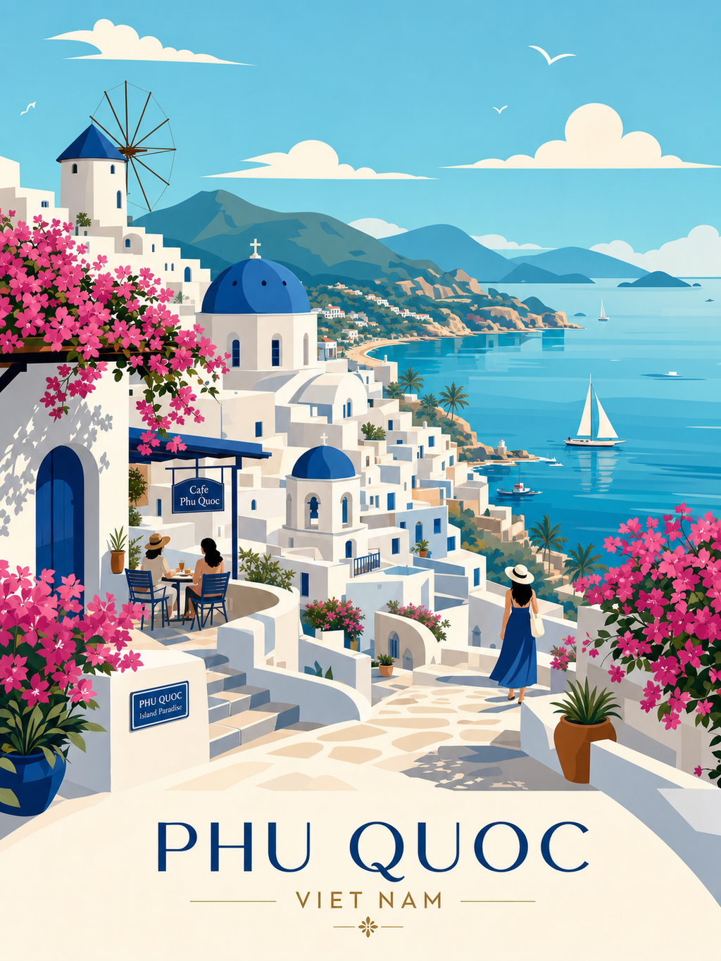 Poster du lịch Phú Quốc phong cách vector