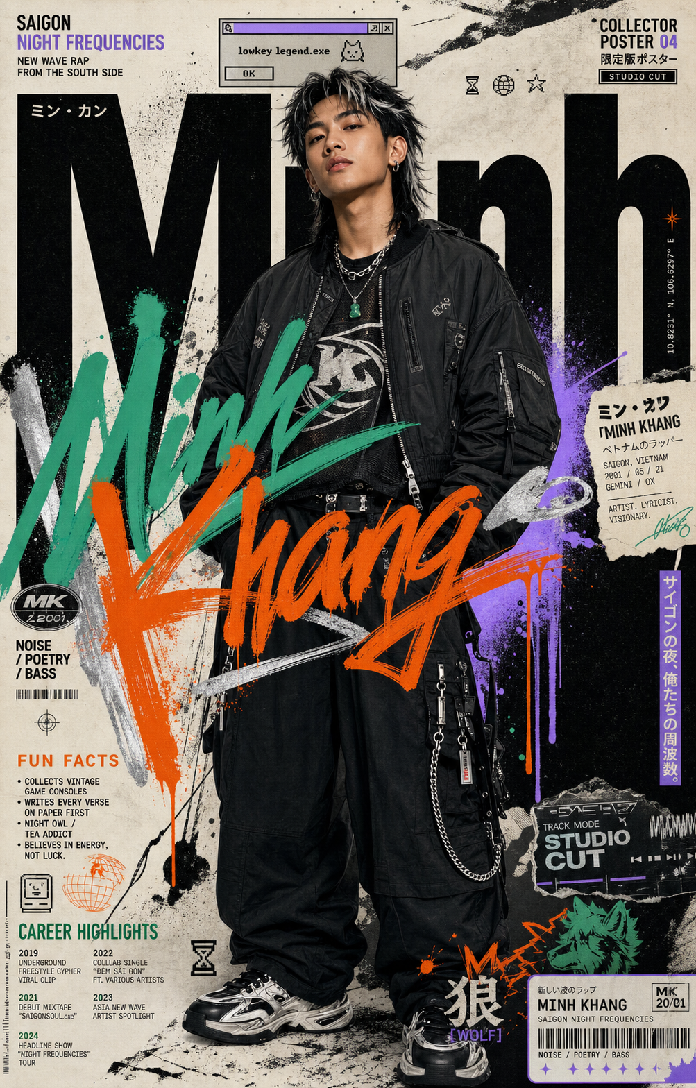 Poster rapper Việt Minh Khang phong cách street art