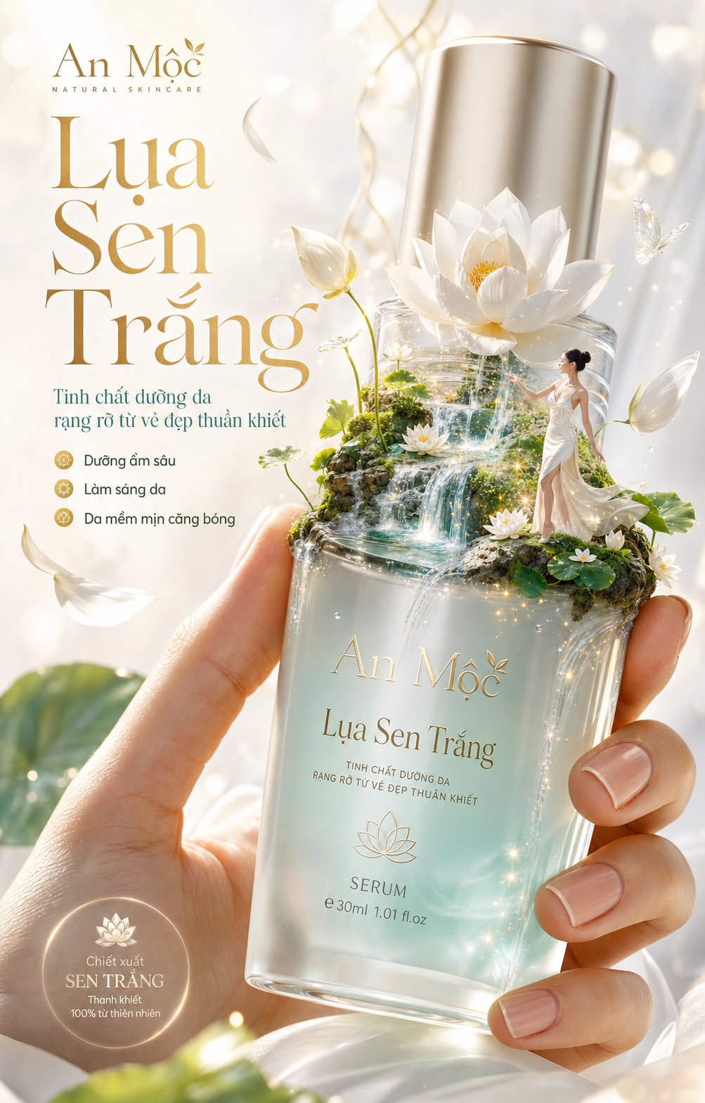 Poster serum Lụa Sen Trắng cao cấp