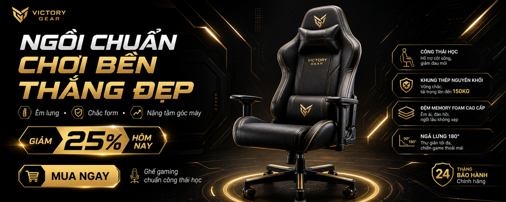 Banner quảng cáo ghế gaming đen vàng