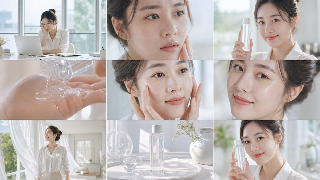 Storyboard quảng cáo skincare tối giản