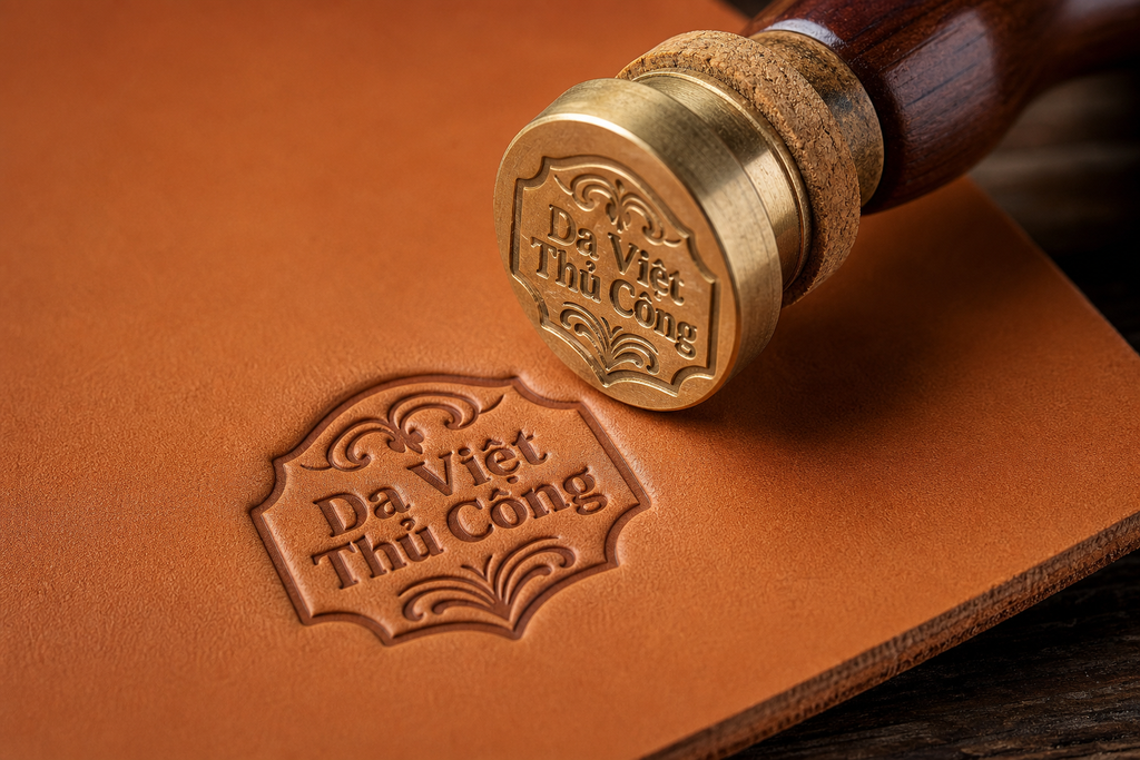 Dập logo trên da thủ công