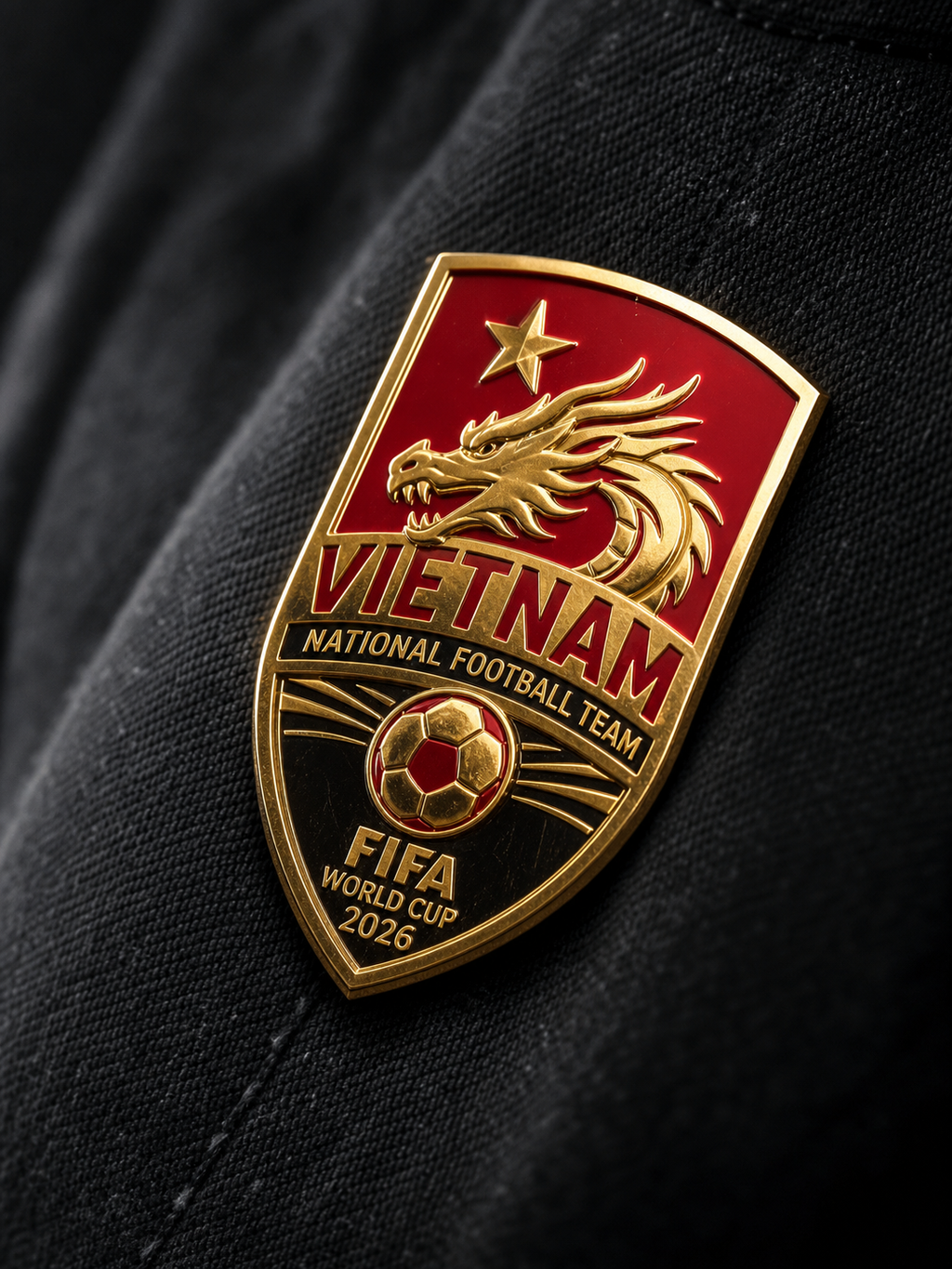 Huy hiệu đội tuyển Việt Nam trên vải denim