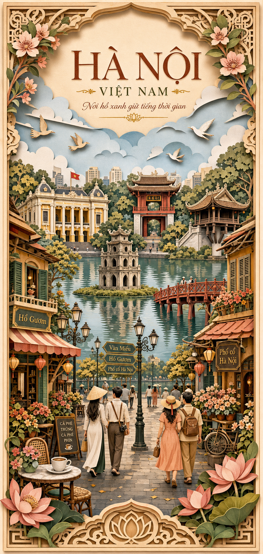 Poster papercraft du lịch Hà Nội