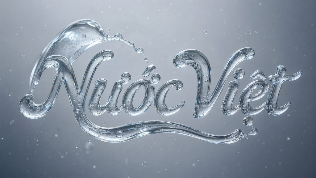 Logo Nước Việt hiệu ứng thủy tinh lỏng