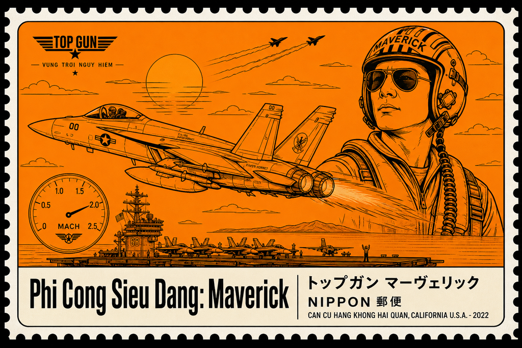 Áp phích tem Top Gun phong cách Nhật tối giản
