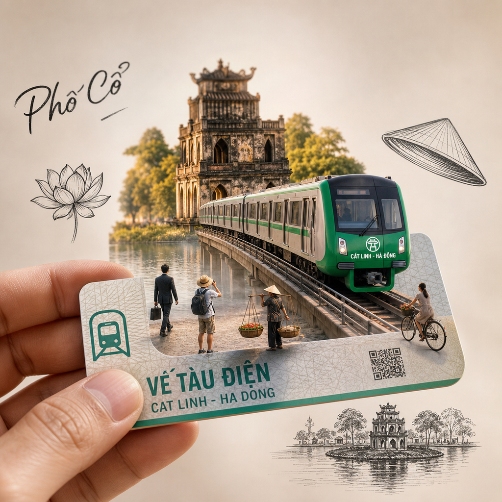 Tàu điện Cát Linh Hà Đông trong vé du lịch Hà Nội