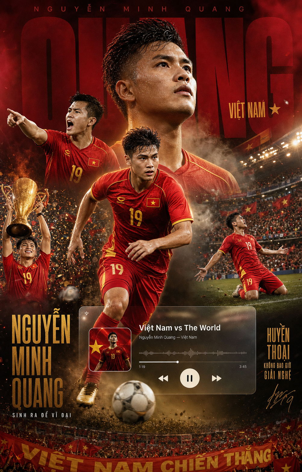 Poster huyền thoại bóng đá Nguyễn Minh Quang