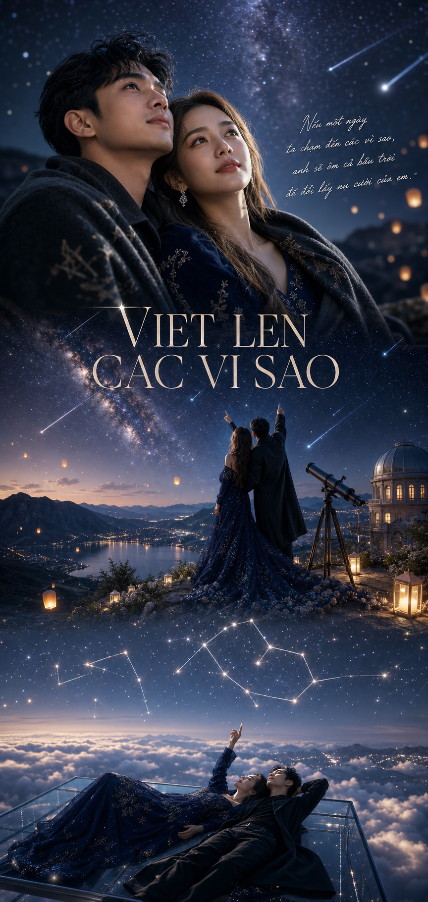 Poster cặp đôi ngắm sao lãng mạn