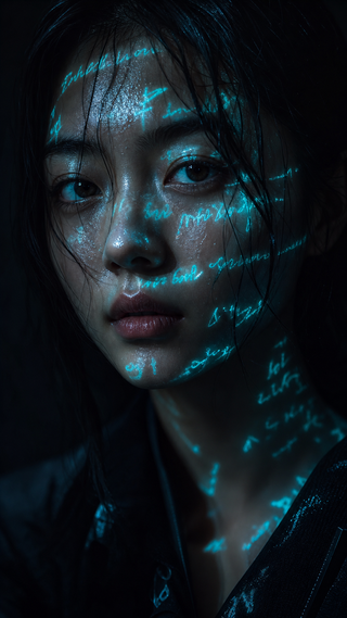 Chân dung neon trong bóng tối