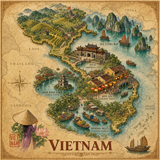 Bản đồ Việt Nam phong cách cổ điển