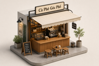 Diorama quầy cà phê góc phố