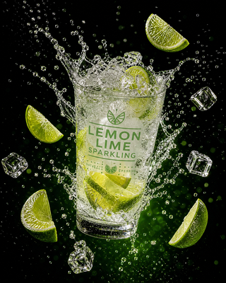 Cốc soda chanh lơ lửng trong ánh neon