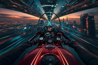 Tay đua cyberpunk trong đường hầm kính