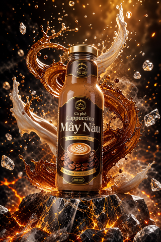 Quảng cáo chai cappuccino Mây Nâu