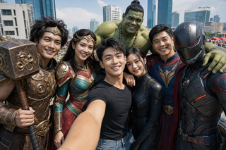 Selfie nhóm siêu anh hùng phong cách điện ảnh Việt